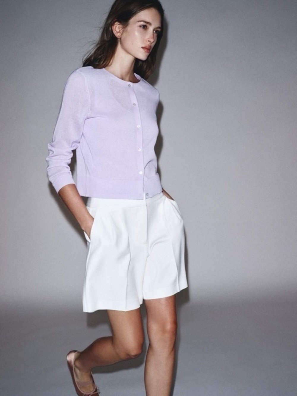 Zara Lavender Button-Up Cardigan Sweater size S